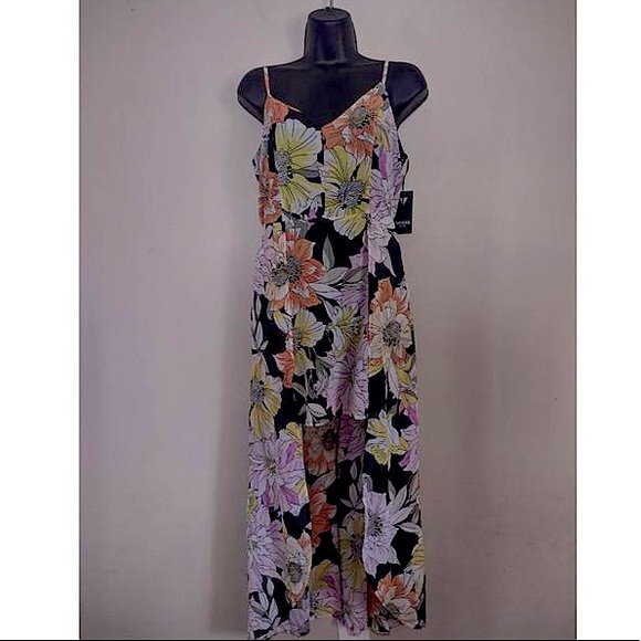 NEW Guess Black Taryn Skirt Floral Maxi Dress Romper - Picture 3 of 4